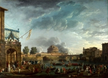 212/vernet, claude-joseph - a sporting contest on the tiber at rome